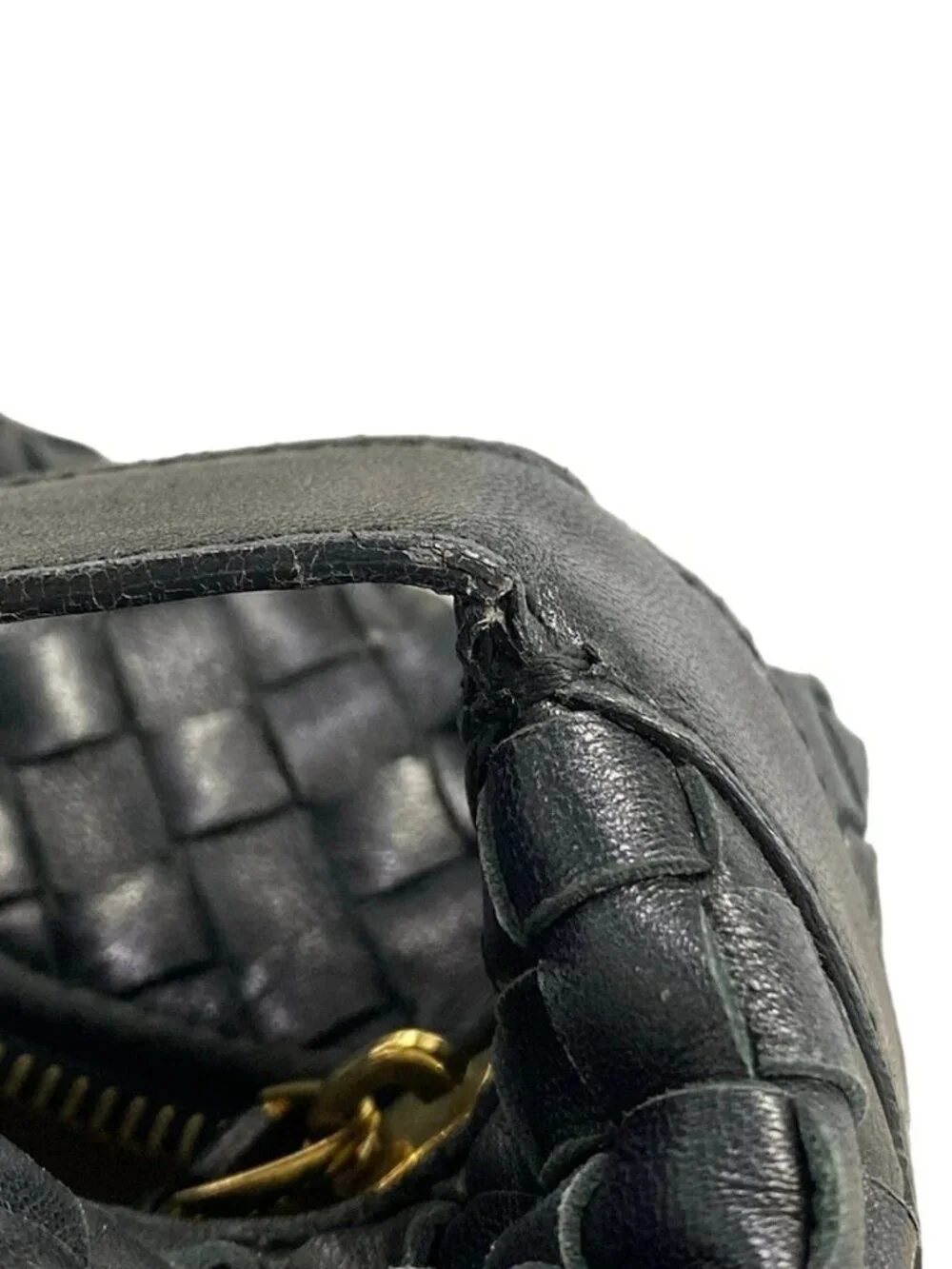 BOTTEGA VENETA Intrecciato  Black Leather Handbag